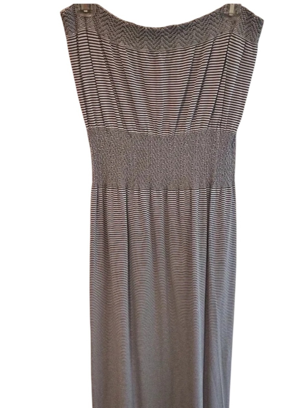 Striped Smocked Waist Maxi Dress - Black & White